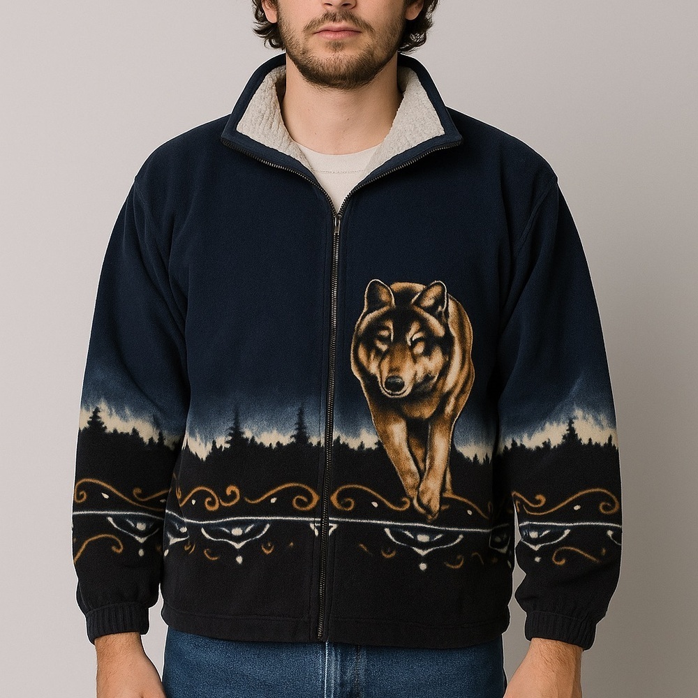 Men's Black Wolf Sweater